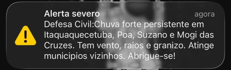 Monitoramento da Defesa Civil indica avanço de áreas de instabilidade que podem provocar chuvas volumosas em Suzano e municípios vizinhos. (Foto: Rede Alto Tietê)
